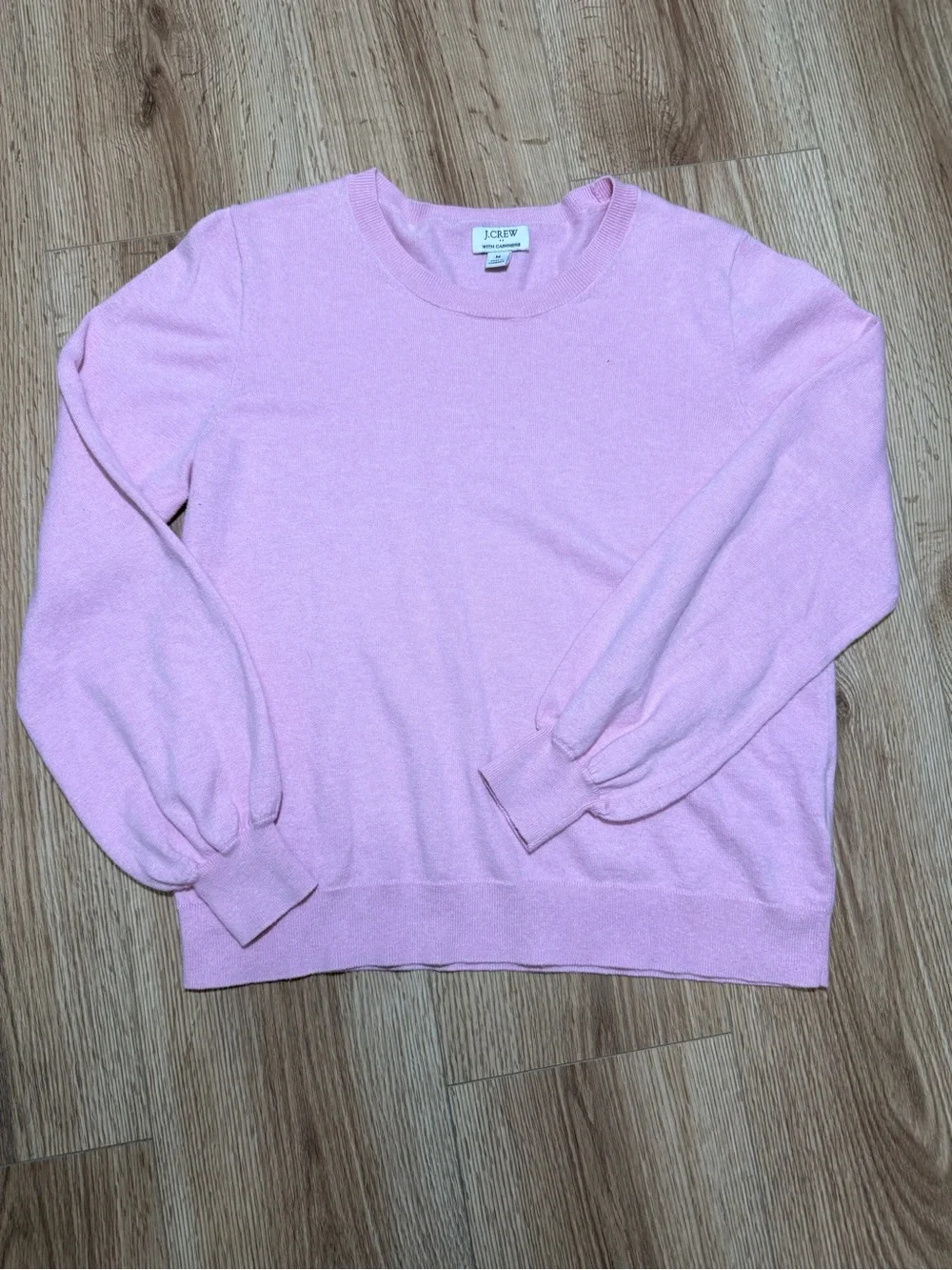 J. Crew Light Pink Crewneck Sweater with Balloon Sleeves